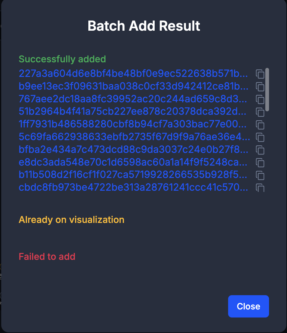 Batch add result