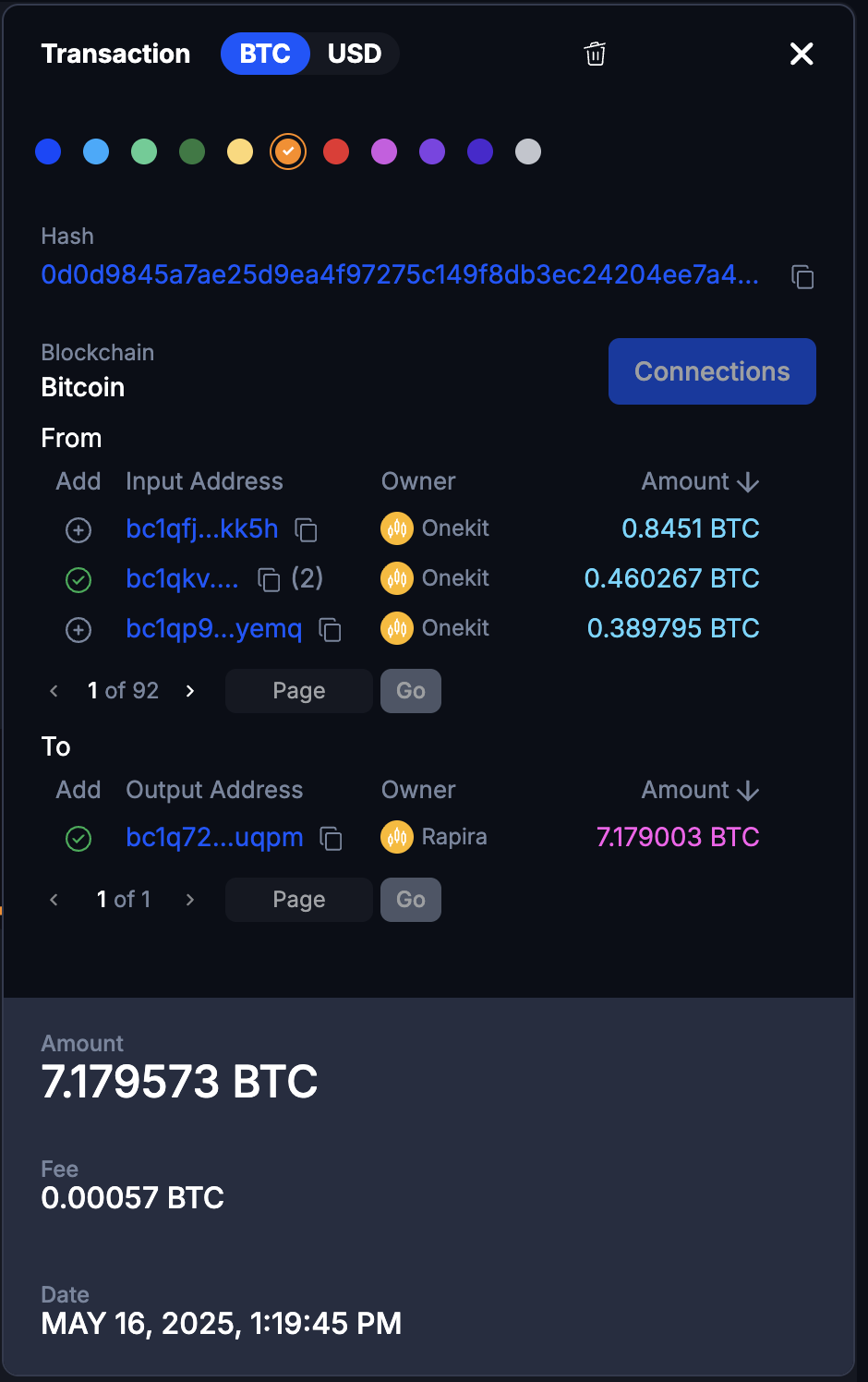 Transaction modal address