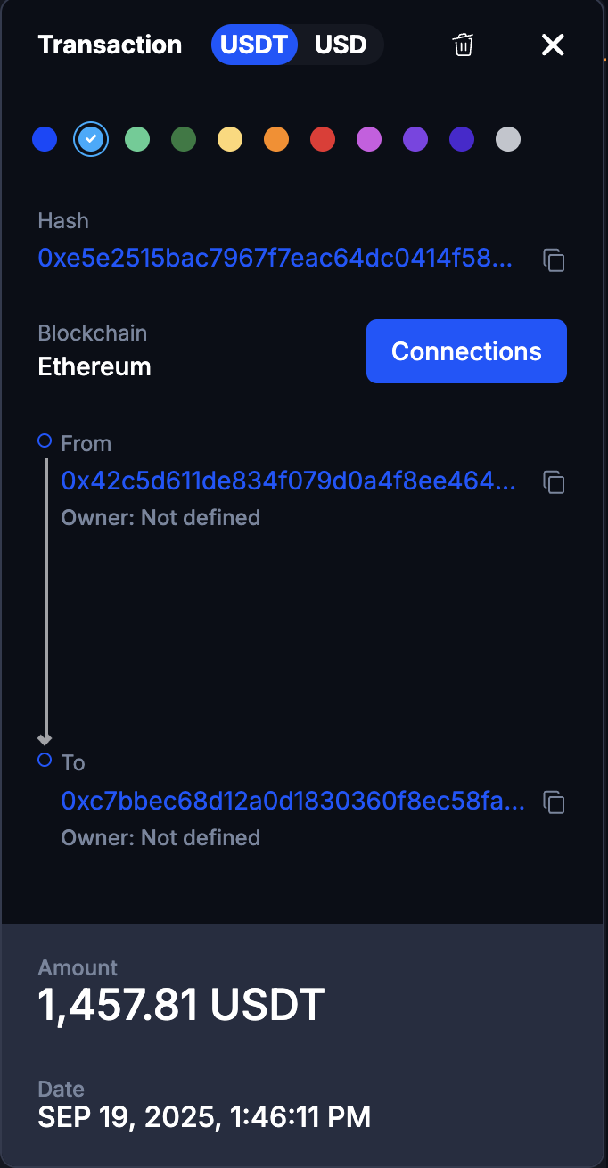 Transaction modal evm